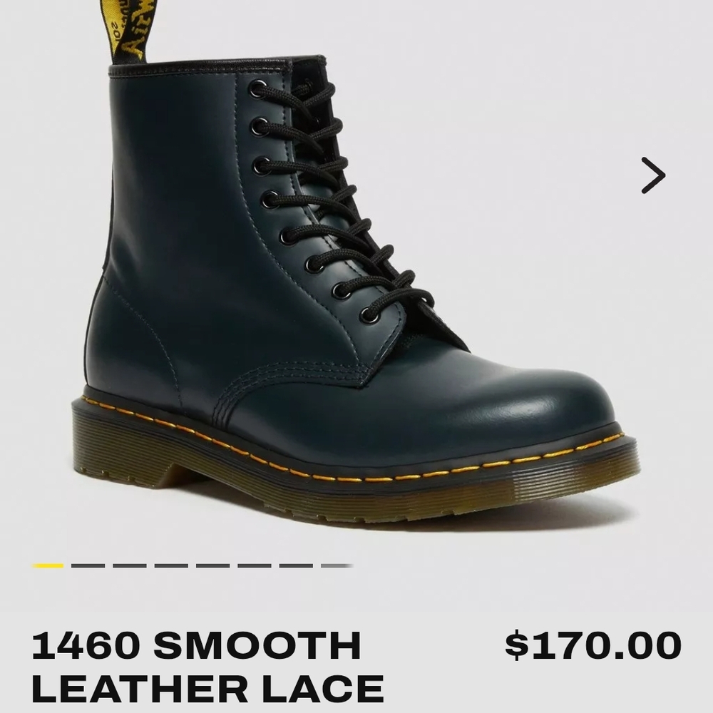 Dr. Martens Navy Leather Boots with Yellow Stitching